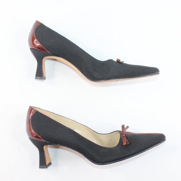 Etienne Aigner 'Bixby' Black Brown Bow Heels #123 - Picture 8 of 12